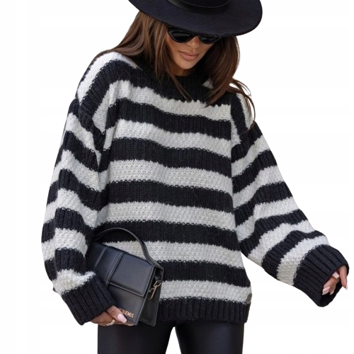 Cocomore Oversize svetr s pruhy, černá bílá, New