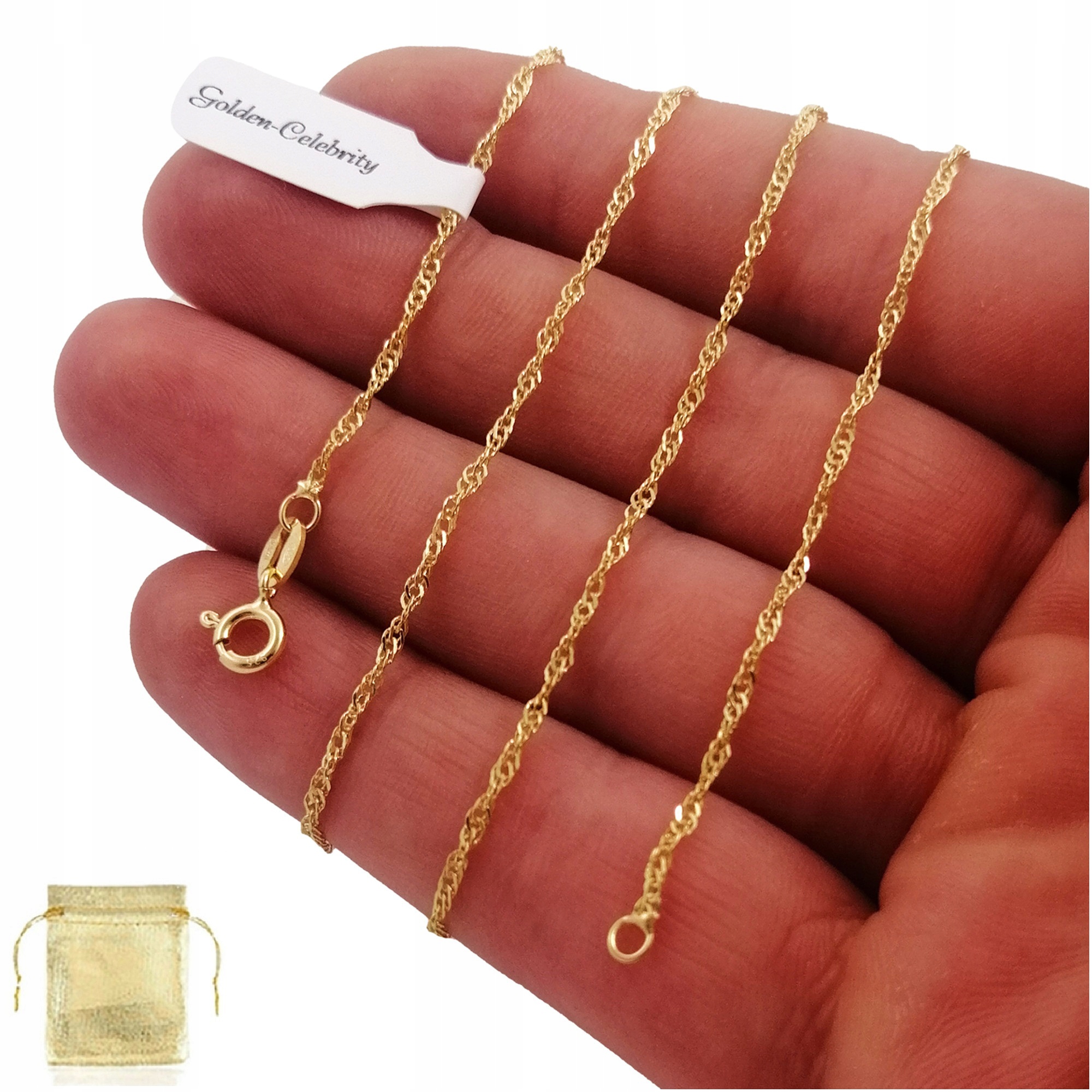 

Złoty Łańcuszek Singapur Damski 925/585 14K 1,5 MM