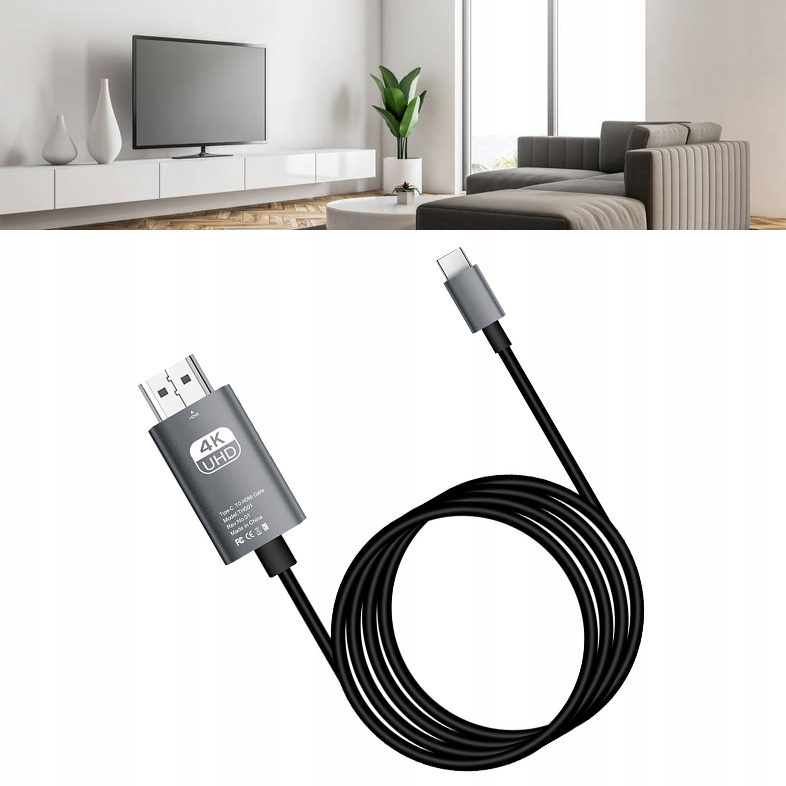 ADAPTER PRZEJŚCIÓWKA KABEL USB-C - HDMI FULL 4K Marka bez marki