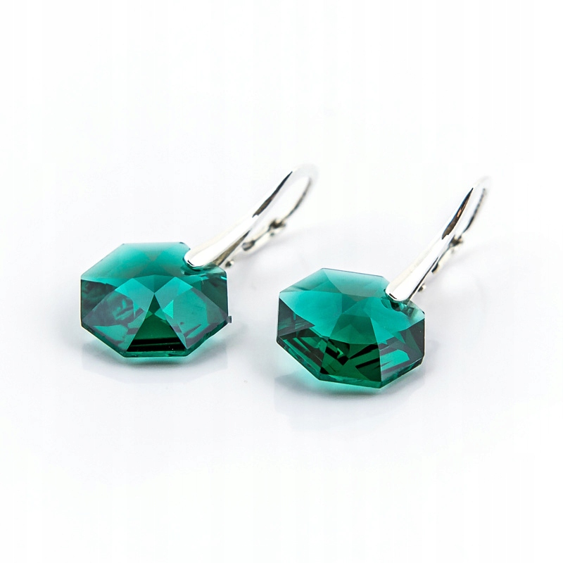 

Kolczyki srebrne z kr. Swarovski Octagon Emerald