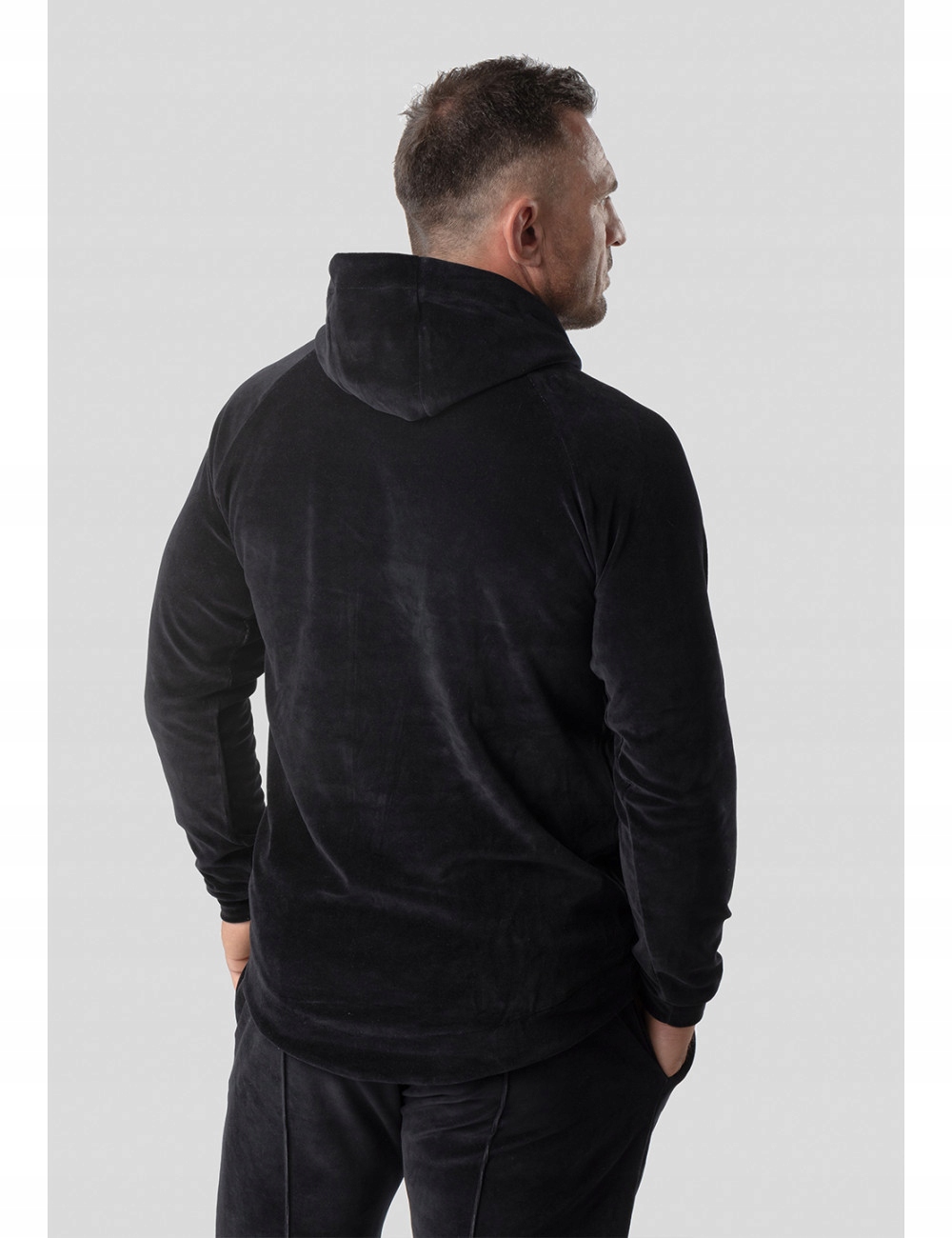 Bluza z kapturem Męska Welurowa Czarna [M] Tres Amigos Wear Rodzaj z kapturem