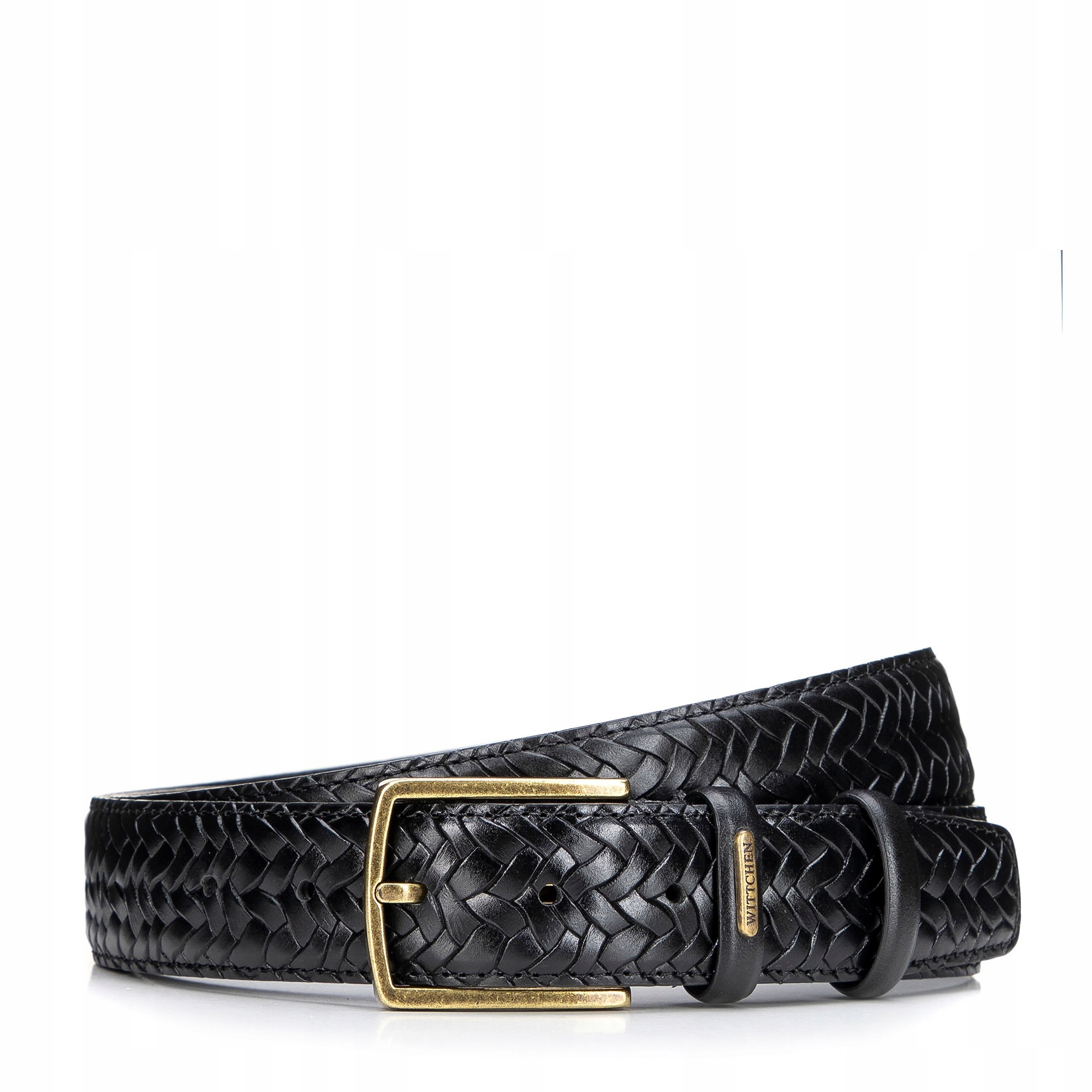 Wittchen pánský pásek z přírodní kůže s efektem pleteniny, černý, 202-1-S