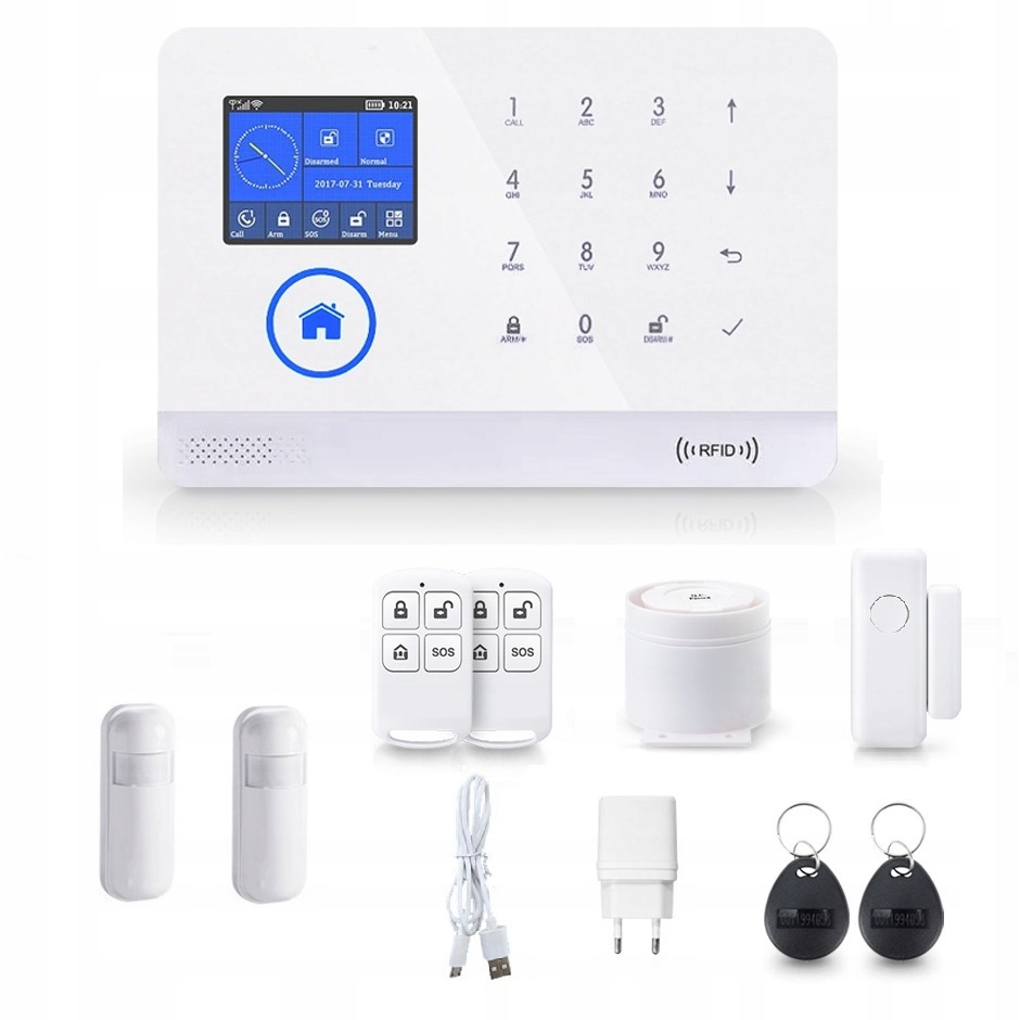 Bezdrôtová Alarmová Súprava s LCD 2.4" Gsm WiFi Tuya Smart Poľský 2xPIR