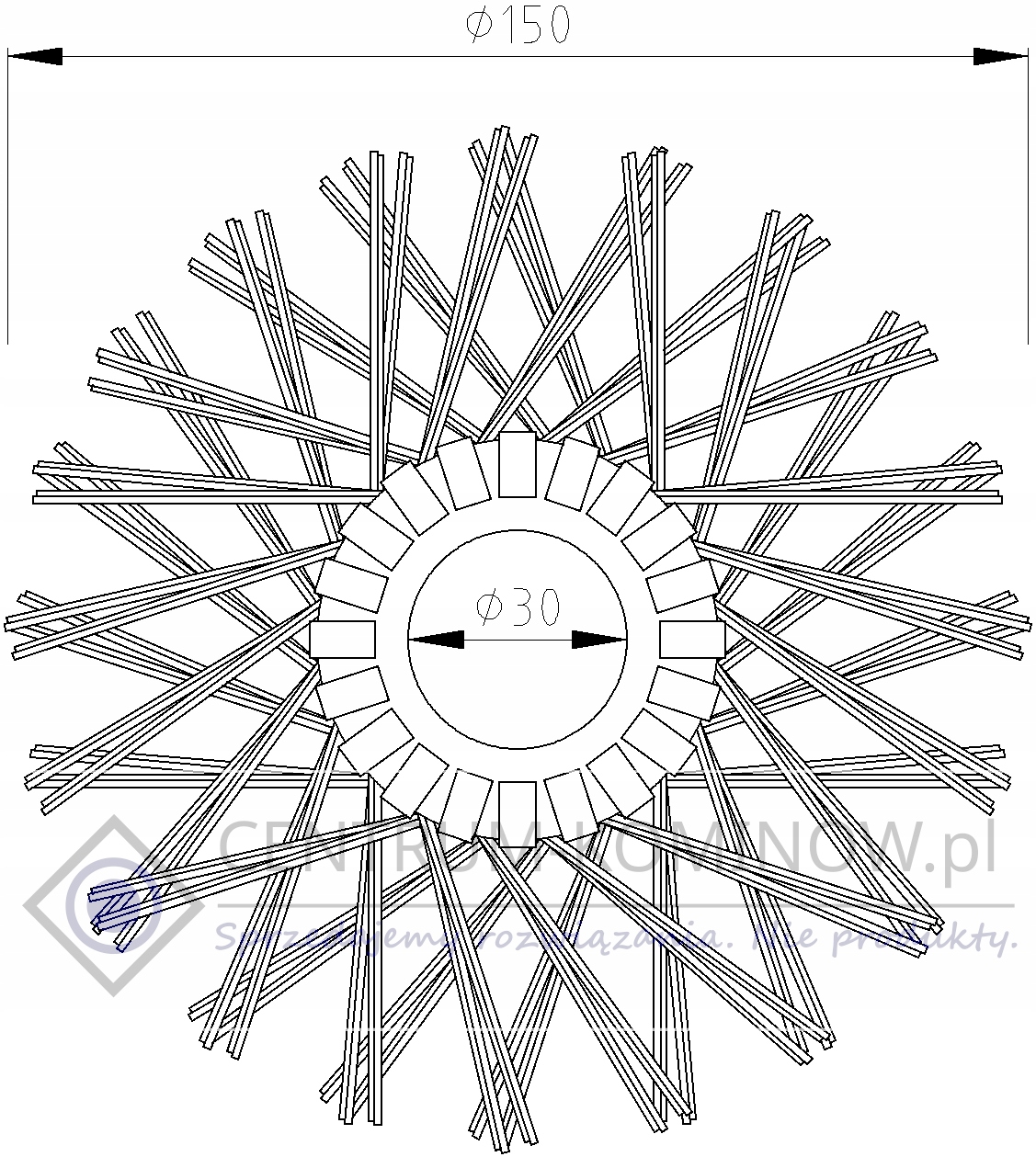 Szczotka kominiarska stalowa z oczkiem fi 150 Marka Centrum Kominów
