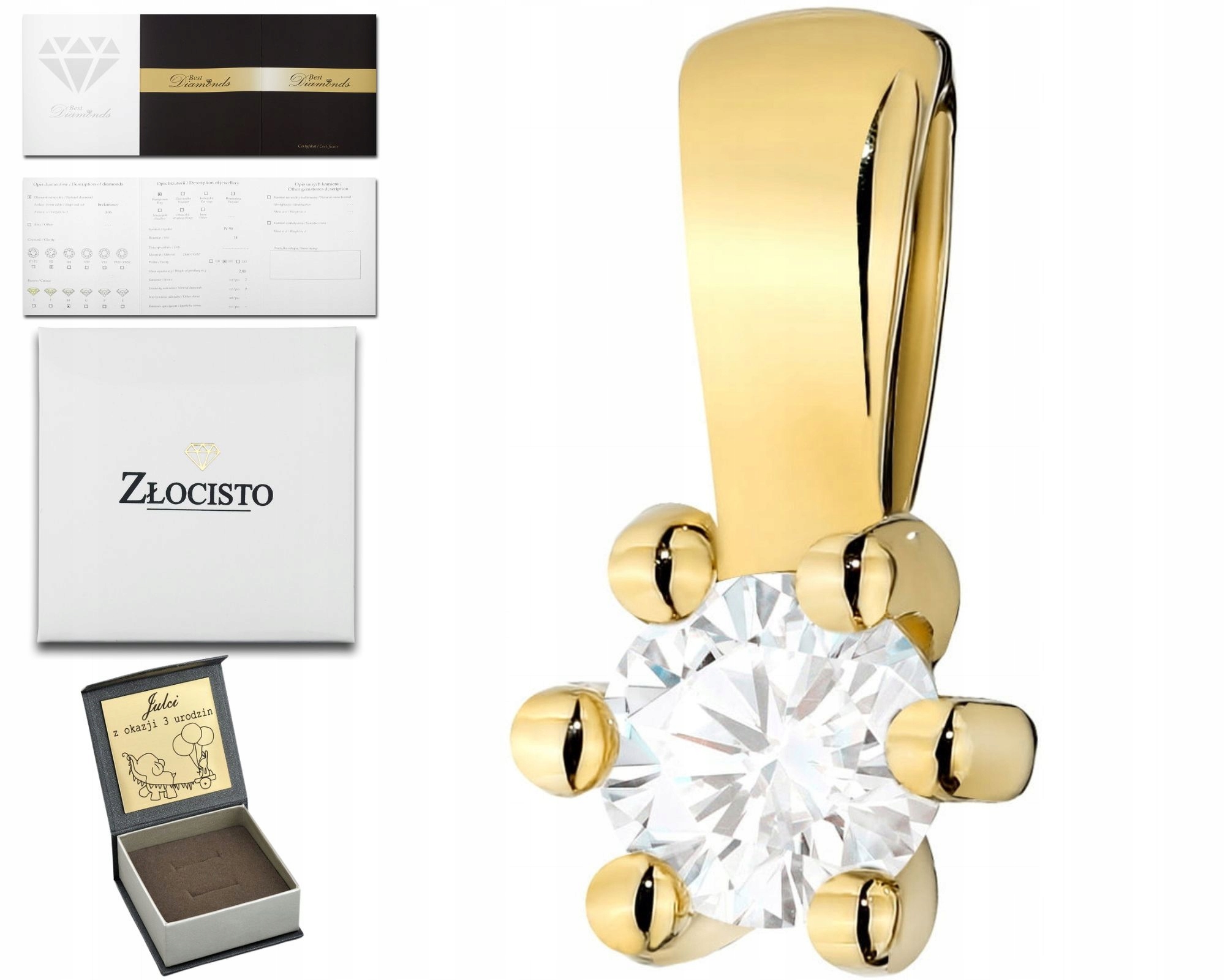 Přívěsek Ze Žlutého Zlata S Diamantovým Briliantem