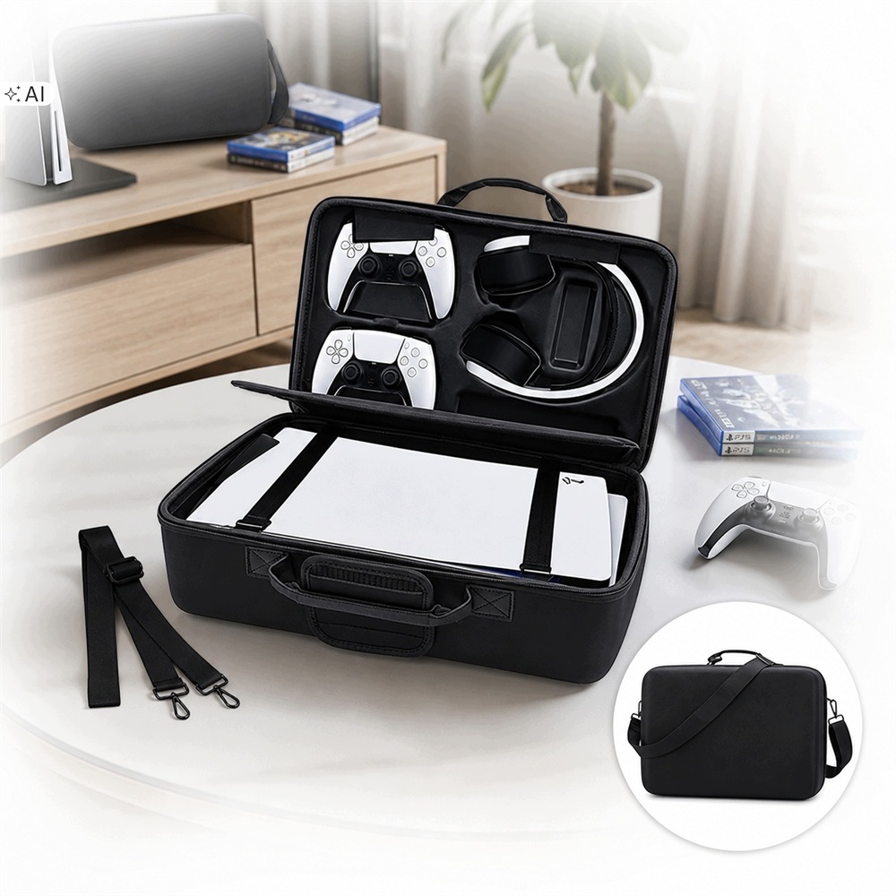 Etui Torba Walizka Do Playstation PS5 Slim Sztywna Czarna Na Konsolę I Pady