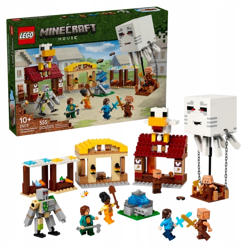 Lego Minecraft Útok Balónového Ghasta Na Vesnici Sada Kostek Stavebnice