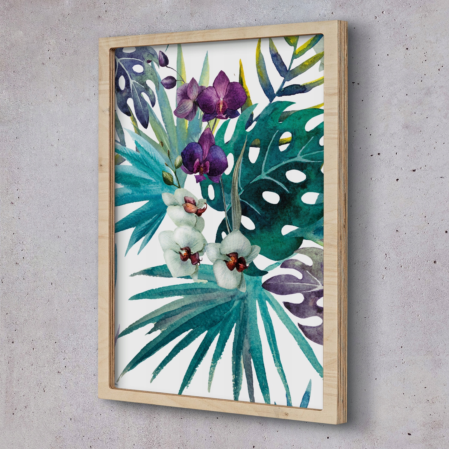 Obraz v dřevěném rámu Orchidej akvarel 55x75