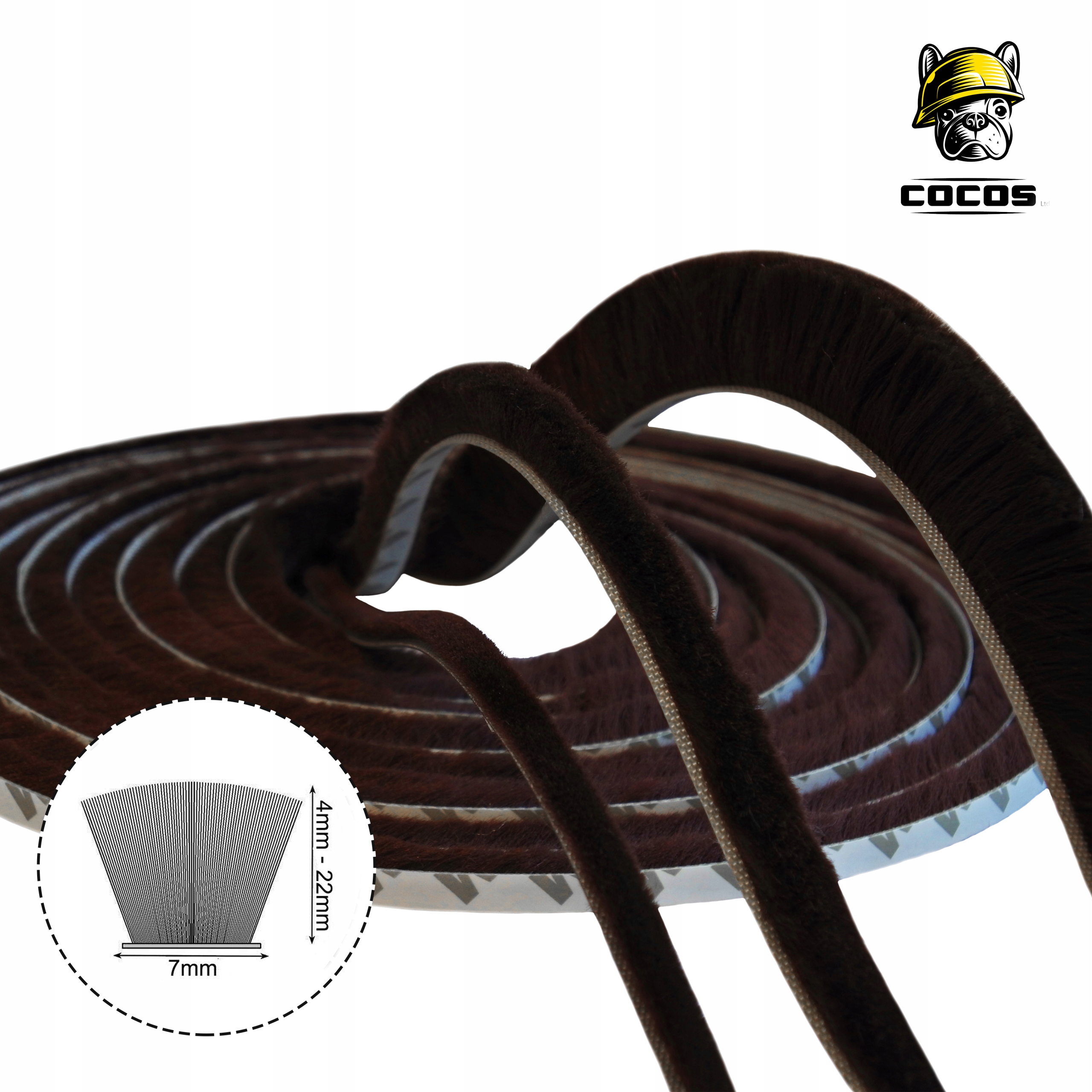 Uszczelka szczotkowa samoprzylepna BRĄZ 3M 7x20 1m Długość 100 cm