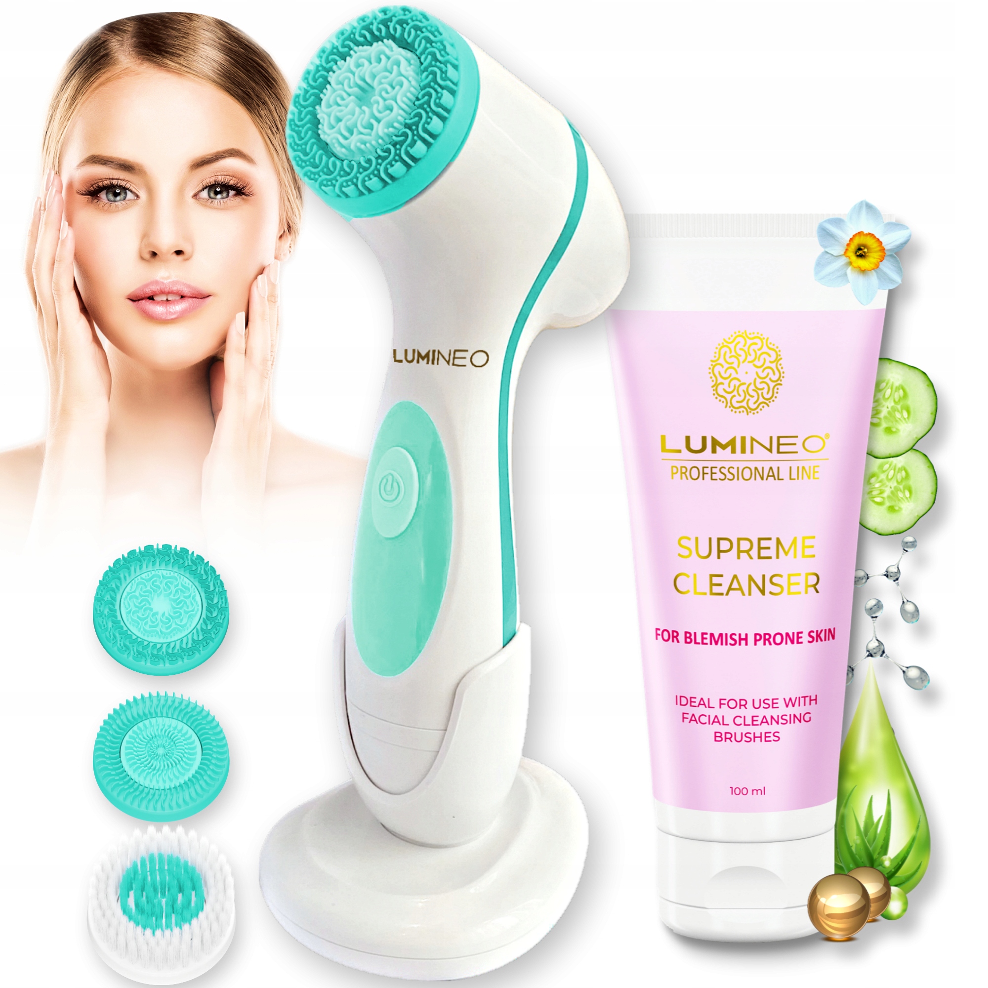 

Lumineo szczoteczka do twarzy żel trądzik wypryski