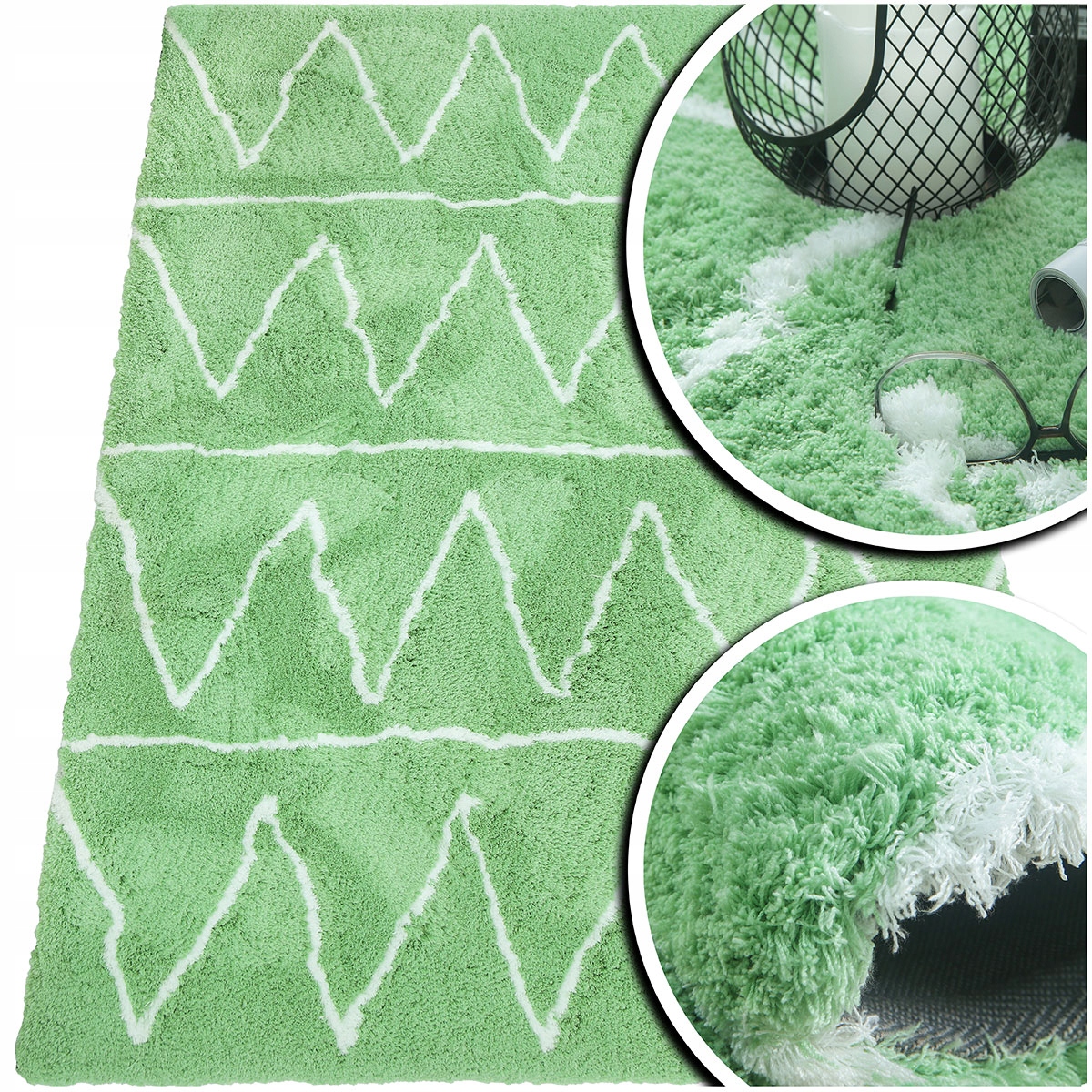 Zelený Koberec Do Obývacího Pokoje Shaggy Nadýchaný Koberec Do Ložnice Velvet 120x170