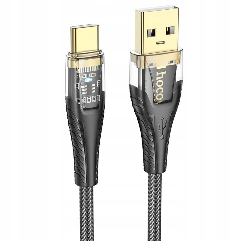 Kabel Usb A do Usb C Hoco 2,4A 1,2 m U121 czarny transparentny