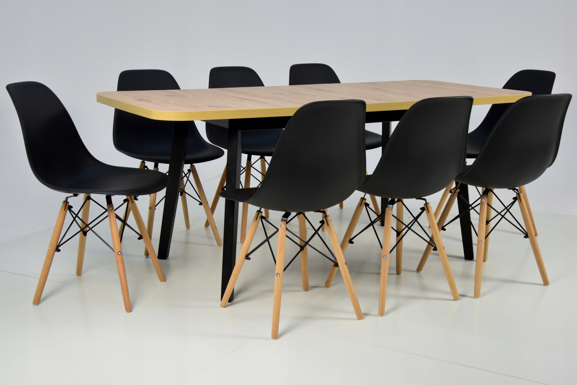 Stół 80x140/180 cm BLAT DĄB ARTISAN +8 krzeseł Liczba elementów w zestawie 9