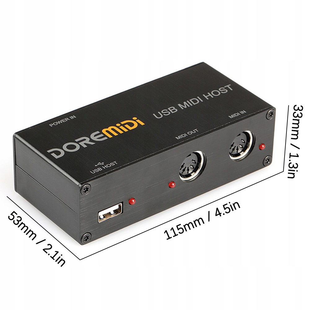 Usb MIDI Host Box Pro Dechové Nástroje Syntezátory Efekty Led Indikátor