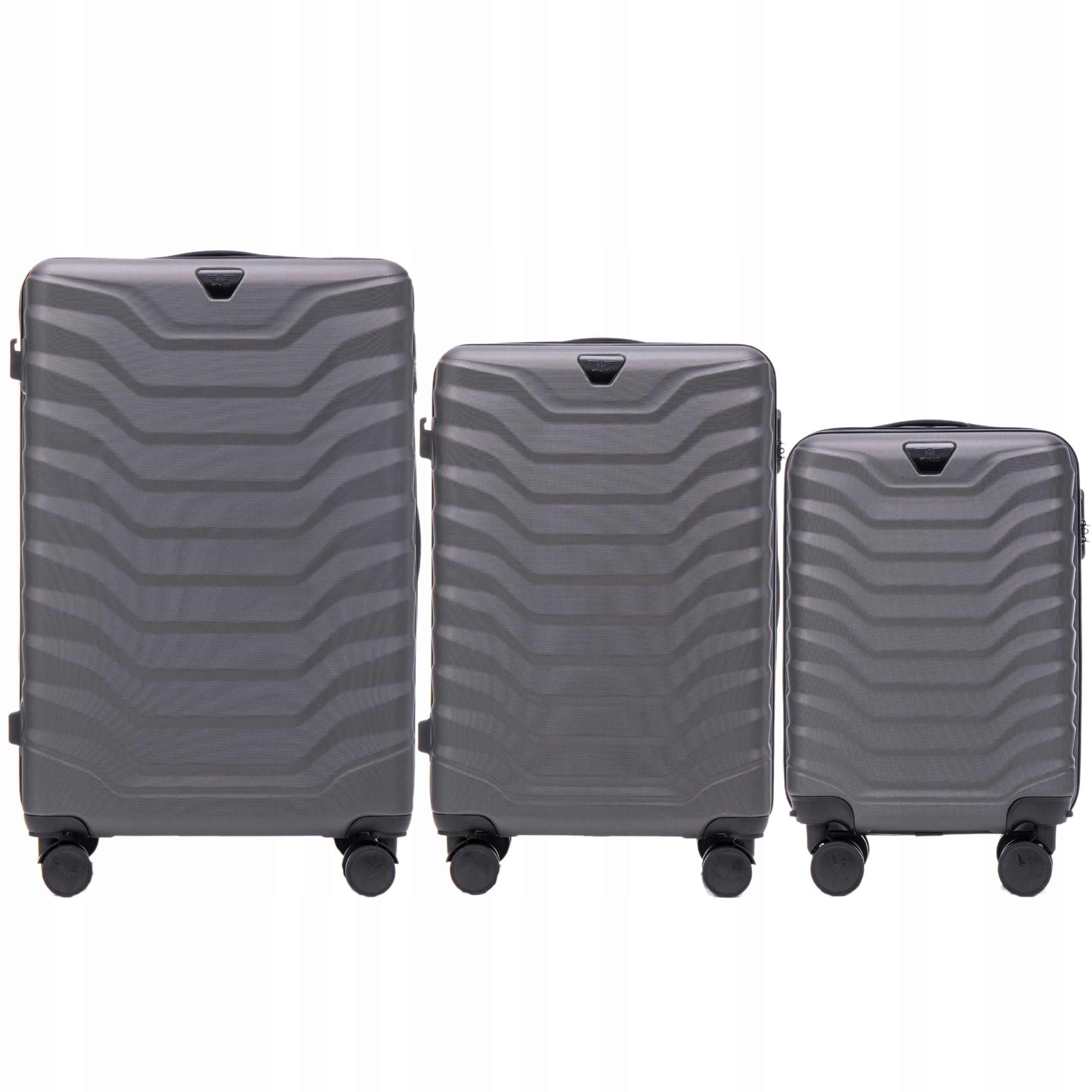 Cestovní kufry komplet 3 Zavazadel na 4 kolečkách z Abs Prostorné tvrdé Wings