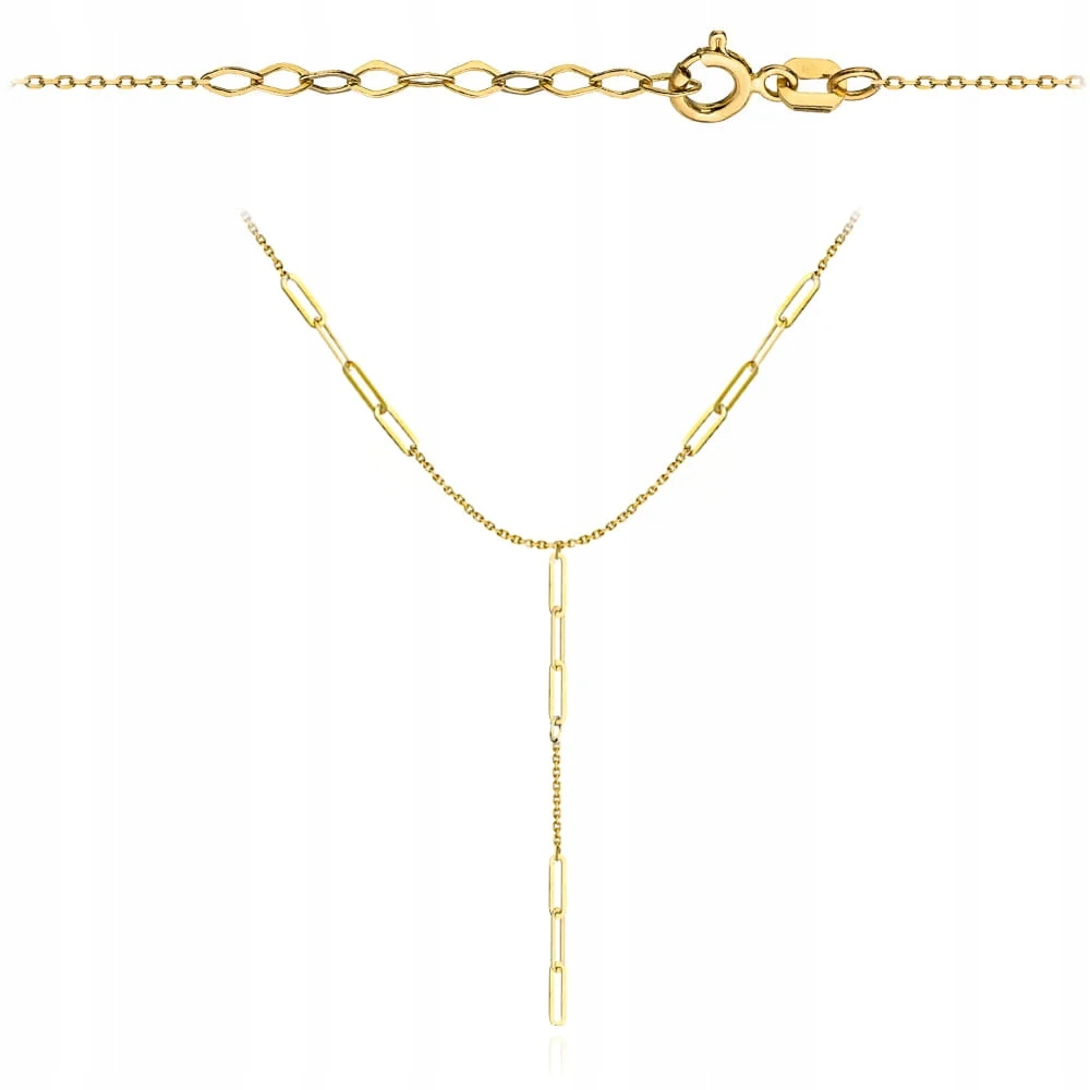 Náhrdelník zlatý 585 kravata dlouhé články nastavitelné zapínání jako dárek