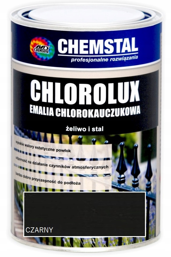 CHEMSTAL CHLOROLUX EMALIA CHLOROKAUCZUKOWA NA STAL CZARNY 5L Stan opakowania oryginalne