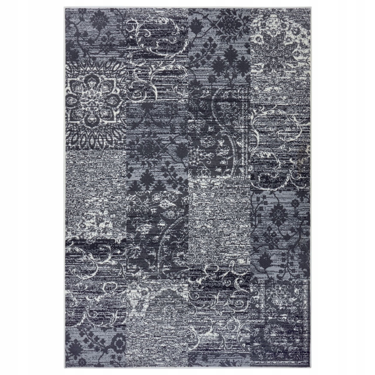 Moderný koberec do obývačky 235 x 320 cm, sivý, krémový, s mäkkými vlasmi