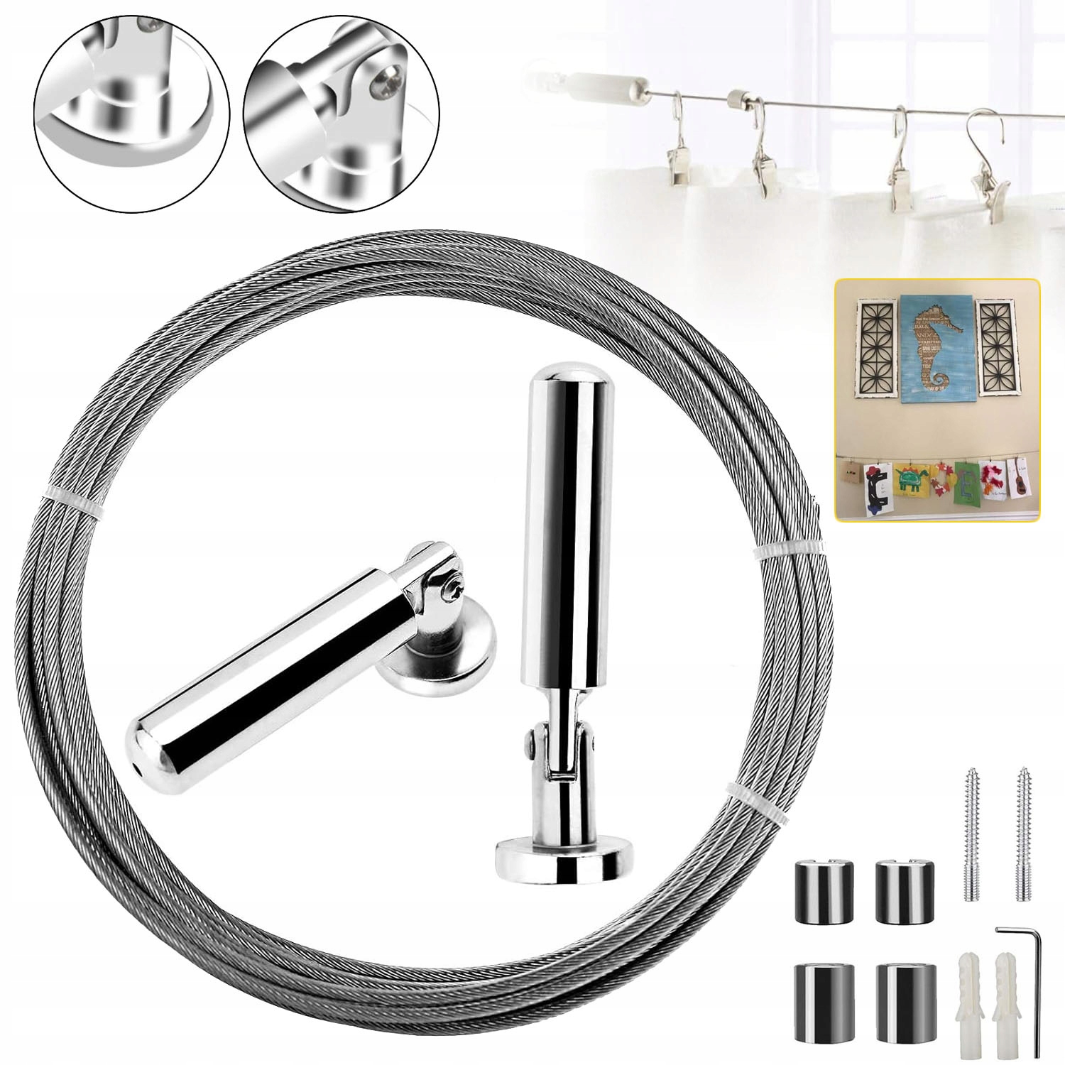 5 M LINEK STALOWYCH ZE STALI NIERDZEWNEJ, DO ZAWIESZENIA ZDJĘĆ, LINIA UBRAŃ