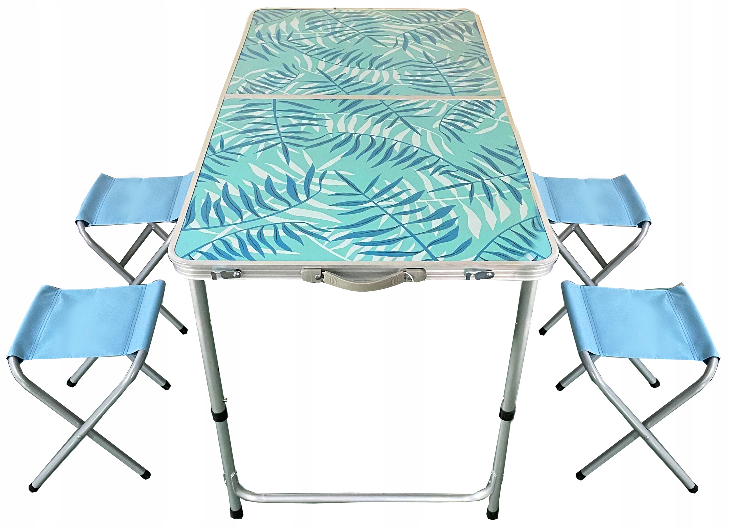 STÓŁ Biwakowy Stolik Składany 120x60x70cm + 4 STOŁKI ZESTAW TURYSTYCZNY Cechy dodatkowe regulowana wysokość siedzisko w zestawie