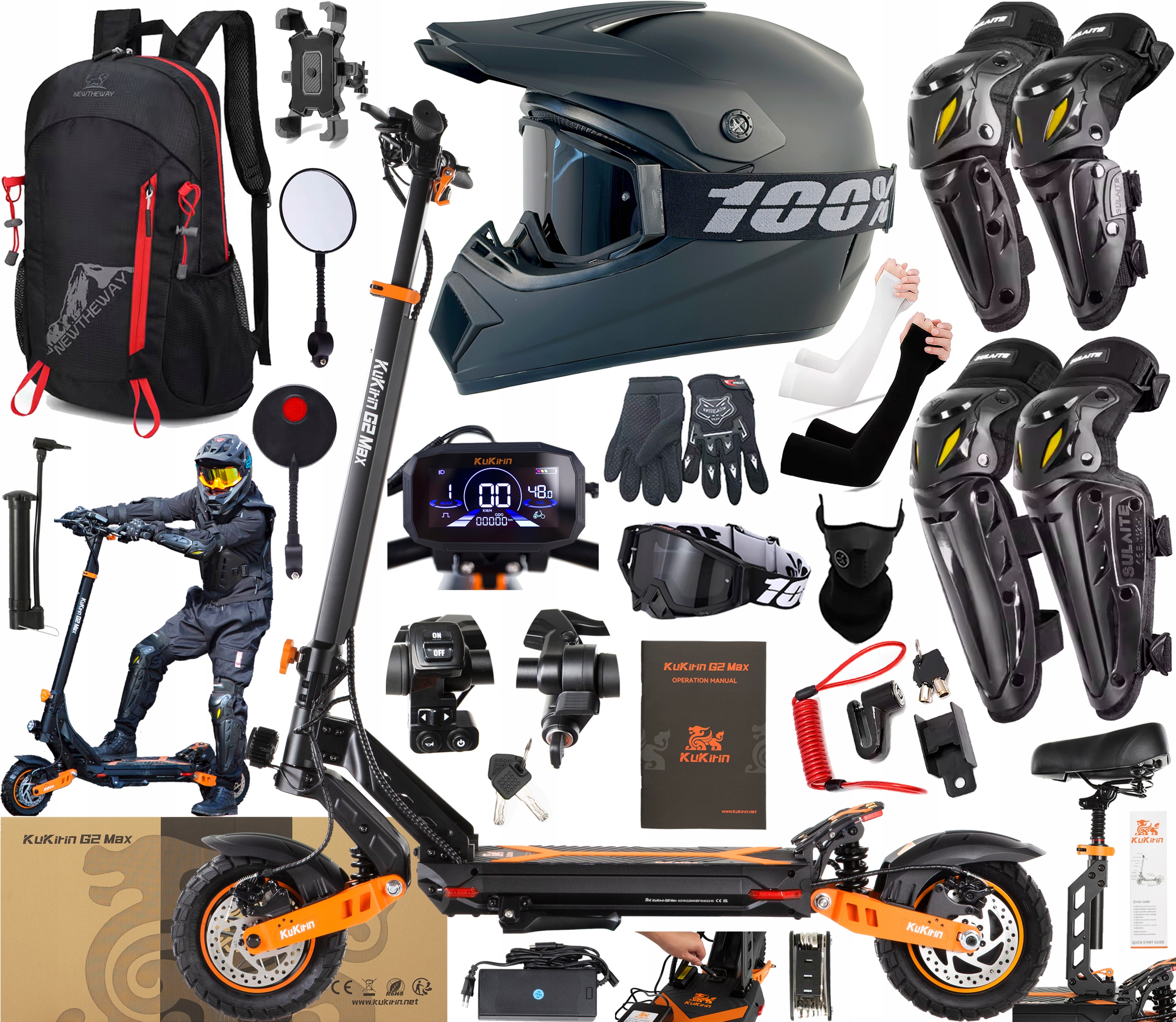 KuKirin G2 Max Pojazd elektryczne 1000W 48V 20.8AH 55KM/H 70KM +11