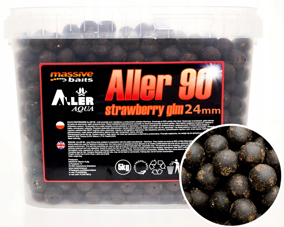 Massive Baits Aller 90 Strawberry Glm 24mm 5kg Boilies