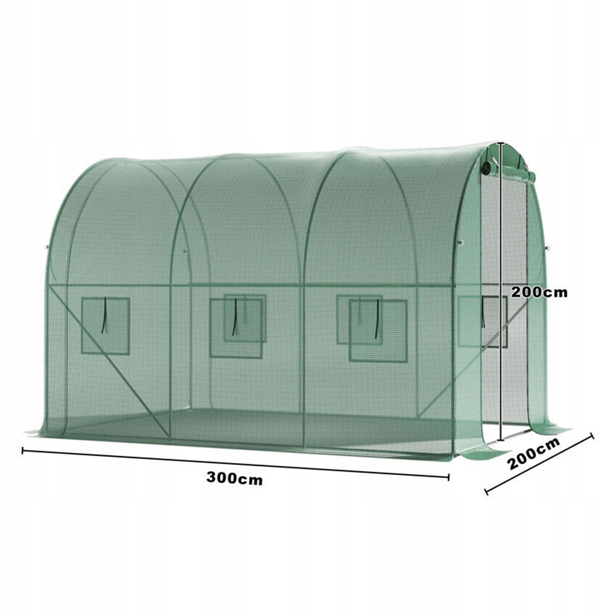 SZKLARNIA WZMOCNIONA KONSTRUKCJA TUNEL FOLIOWY DODATKOWE KOTWY 2X3X2M Liczba okien 6