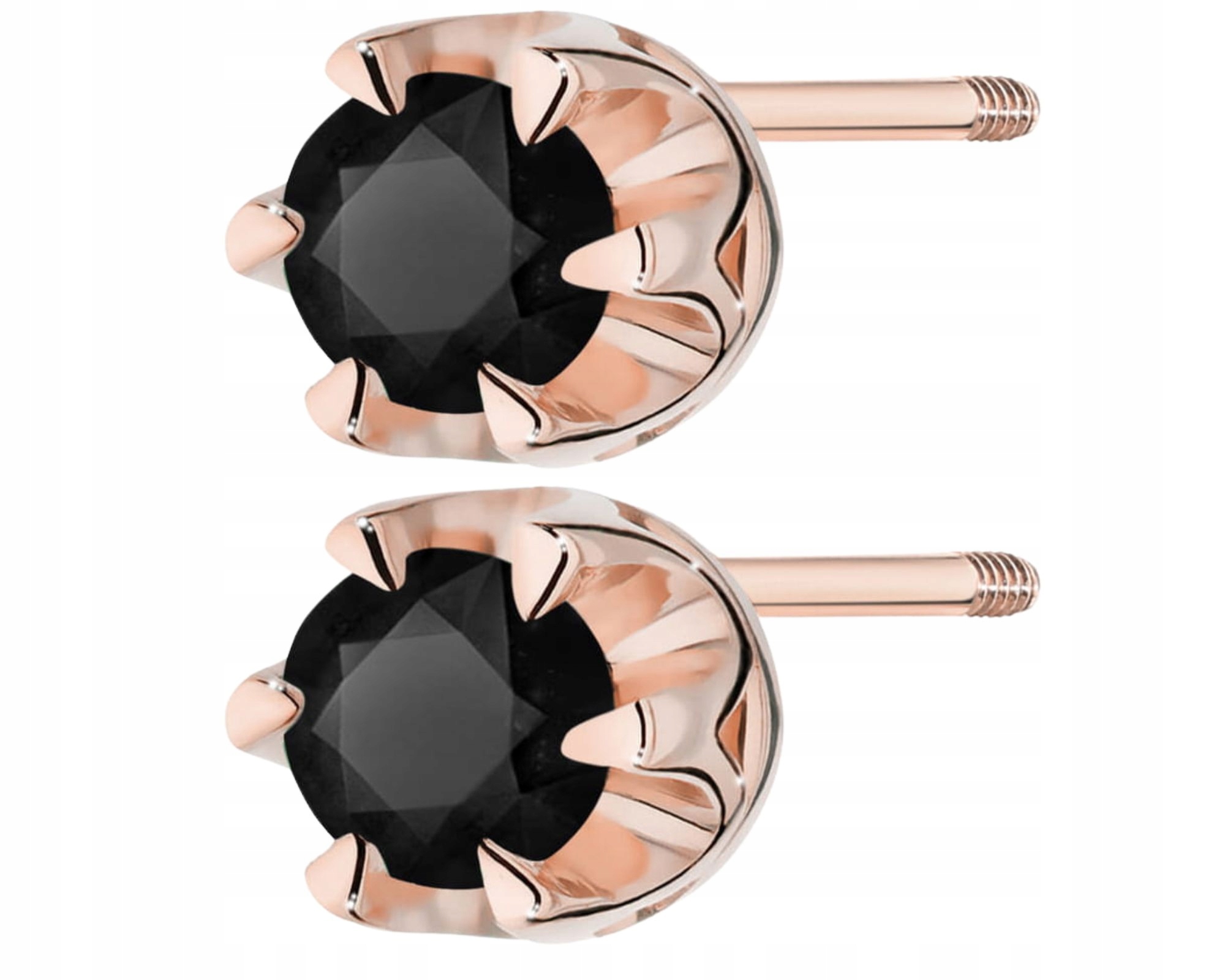 Růžové Zlato Náušnice S Černými Brilianty Šroubovací Tyčinka Zlato 585