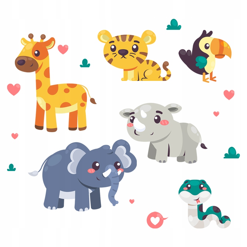 Naklejki na ścianę ilustrowane zoo