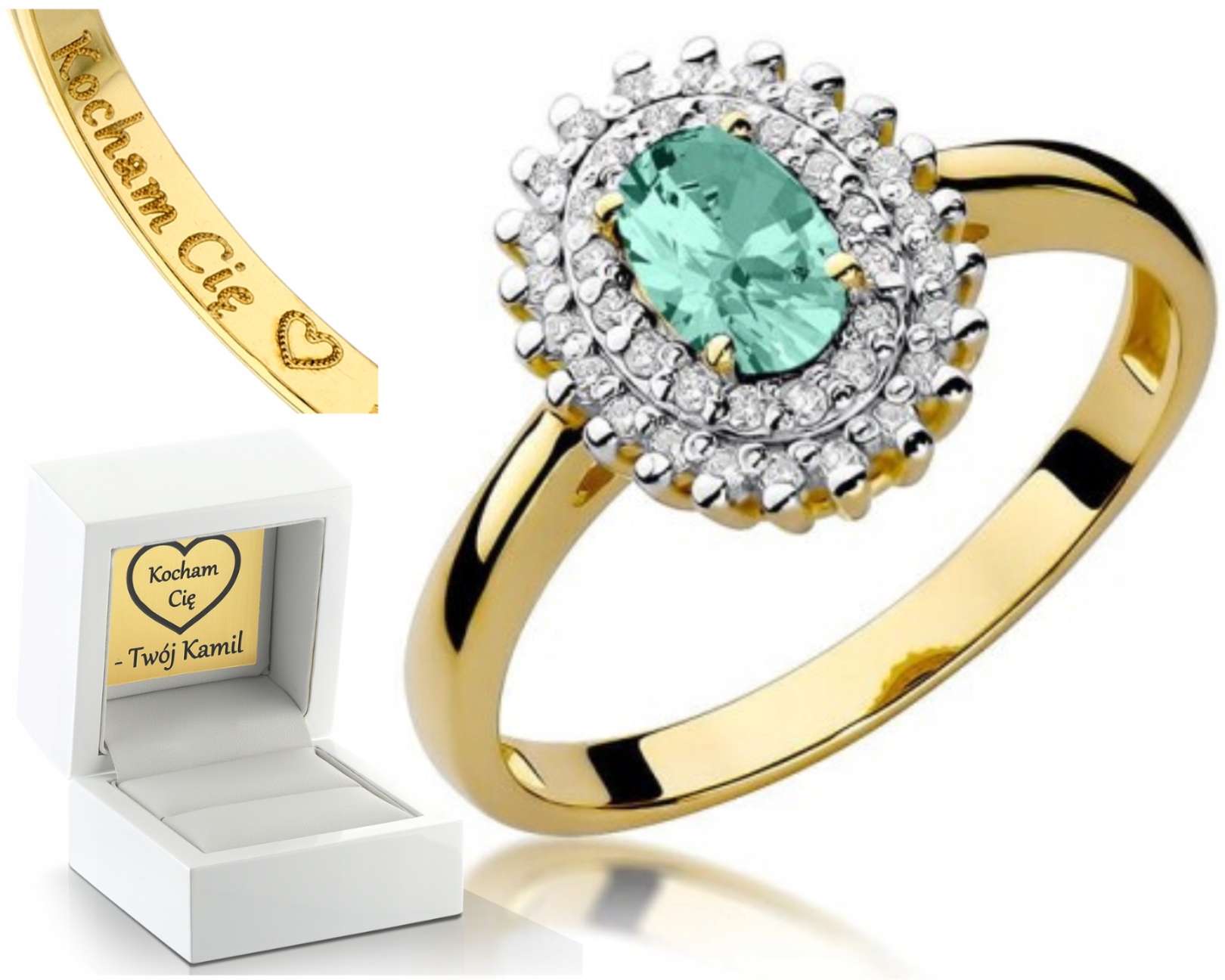 Zlatý Prstýnek Smaragd A Briliantové Gravírování Zdarma