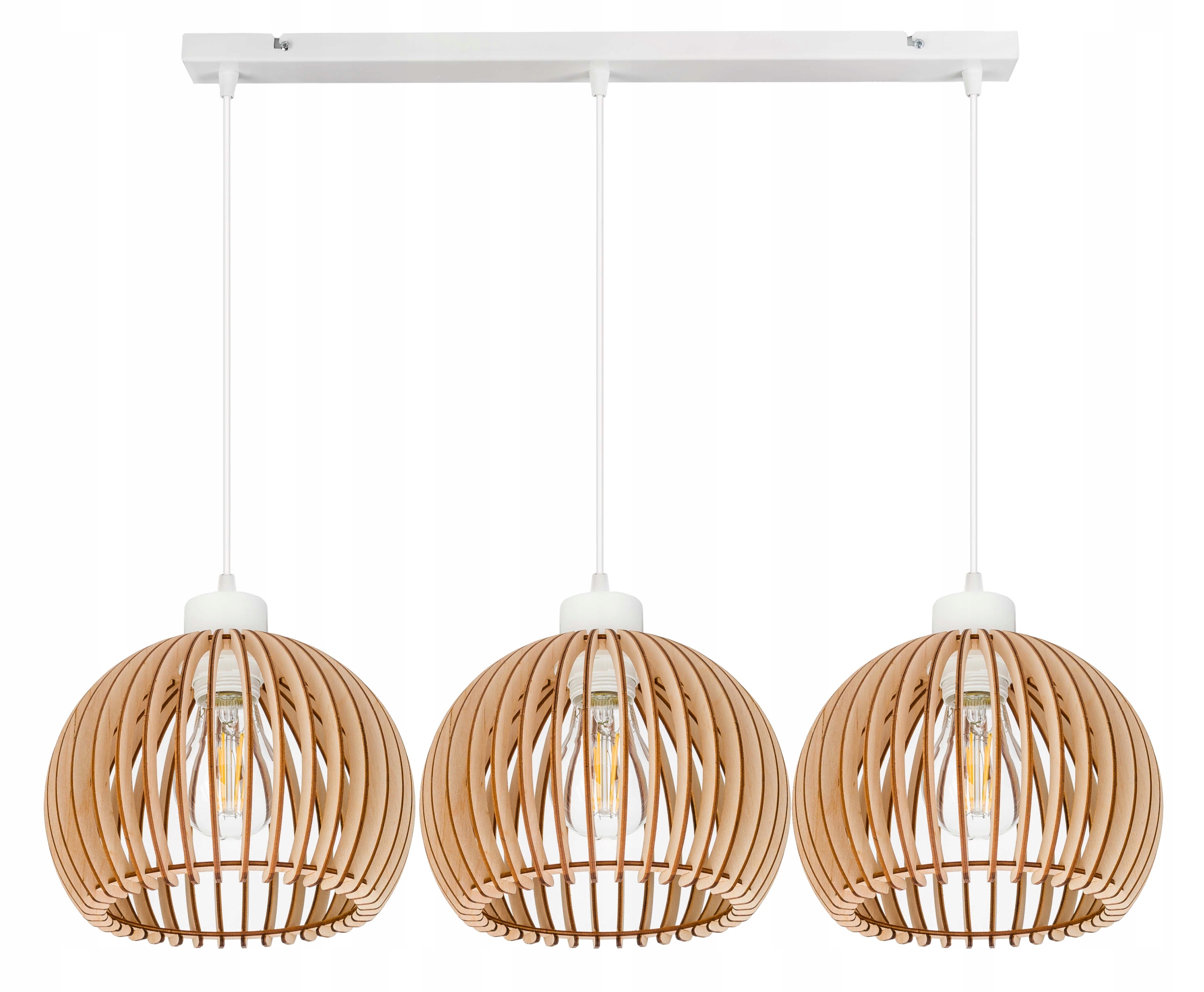 Závěsná lampa závěsný stropní lustr Loft stínidlo koule 36 Dřevo na 3x e27