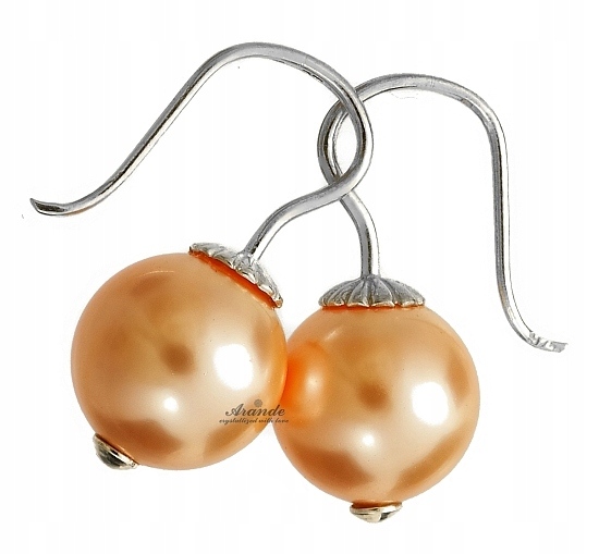 Krystaly Náušnice Perly Peach Stříbro