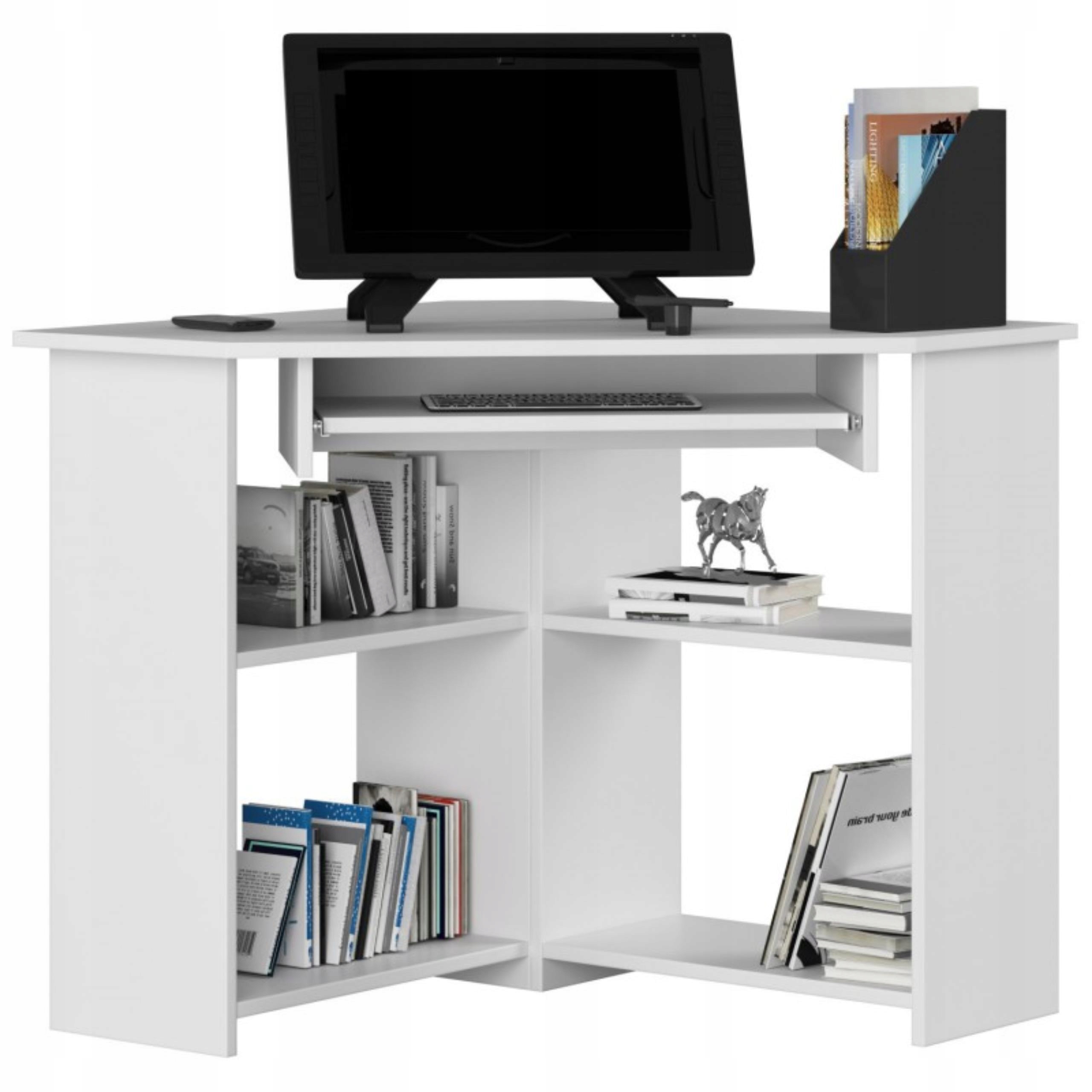 Rohový psací stůl Ted bílý pod počítač notebook Akd