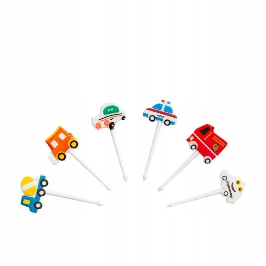 wykałaczki ozdobne auta, 6 pikerów do kanapek i tostów