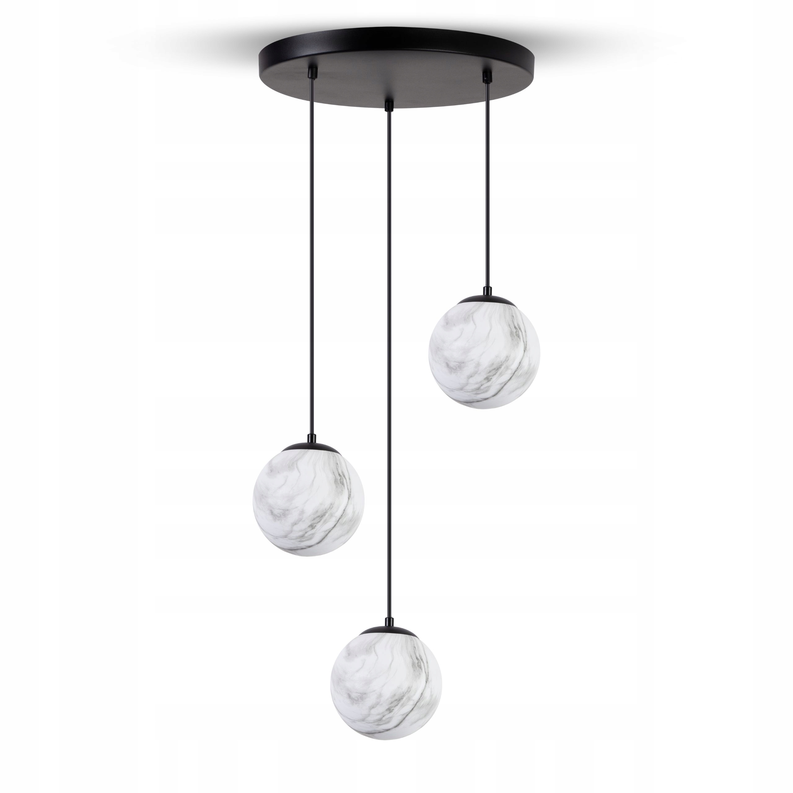 stropní svítidlo Led závěsná Skleněná lampa Marmur 3x E27 černá bílá Glamour