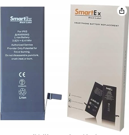 Smartex Black Label Powiększona Bateria iPhone 6S - 2200 mAh
