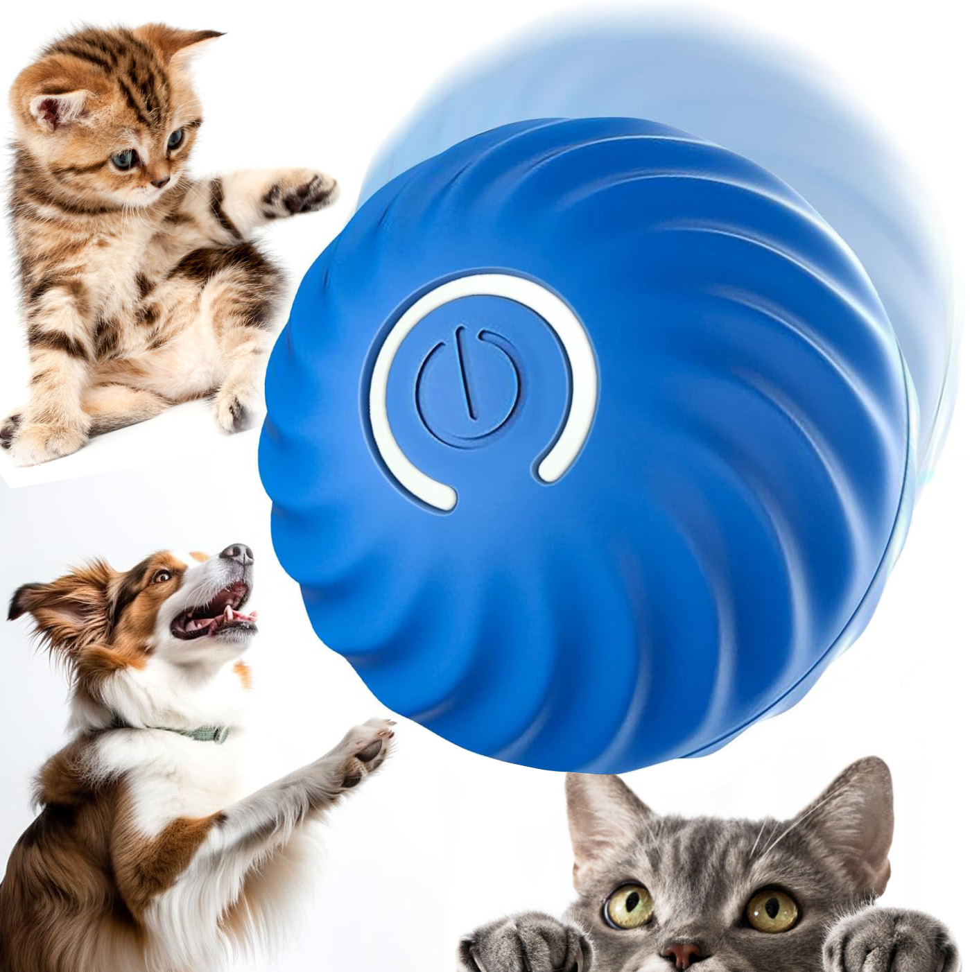 ИНТЕРАКТИВНАЯ ЭЛЕКТРИЧЕСКАЯ ИГРУШКА ДЛЯ КОШЕК, ДВИЖУЩАЯСЯ ЗАРЯЖАЕМАЯ СИНЯЯ