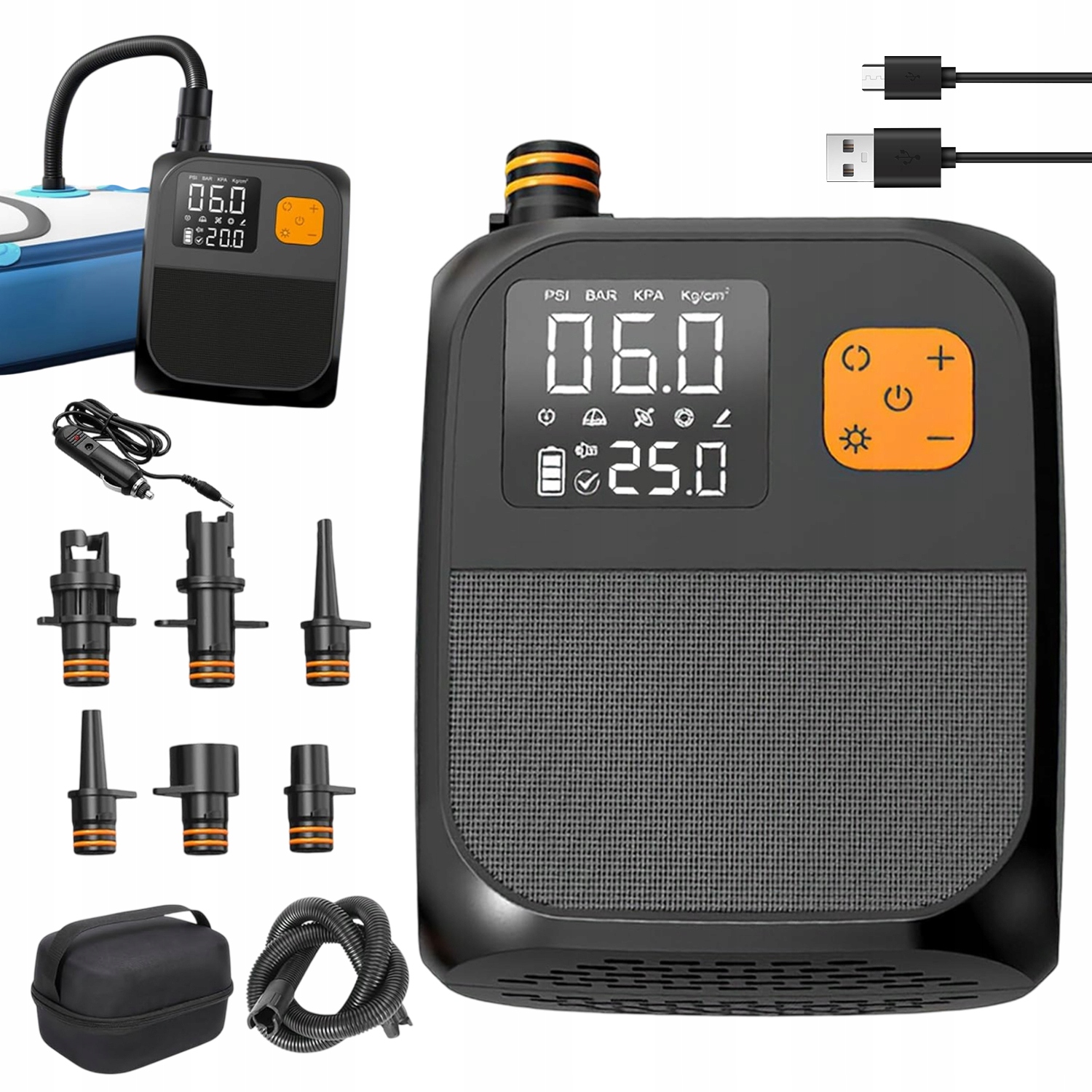 Elektrická Pumpa Automobilová Pro Paddleboardy Pontonu 25PSI LCD displej