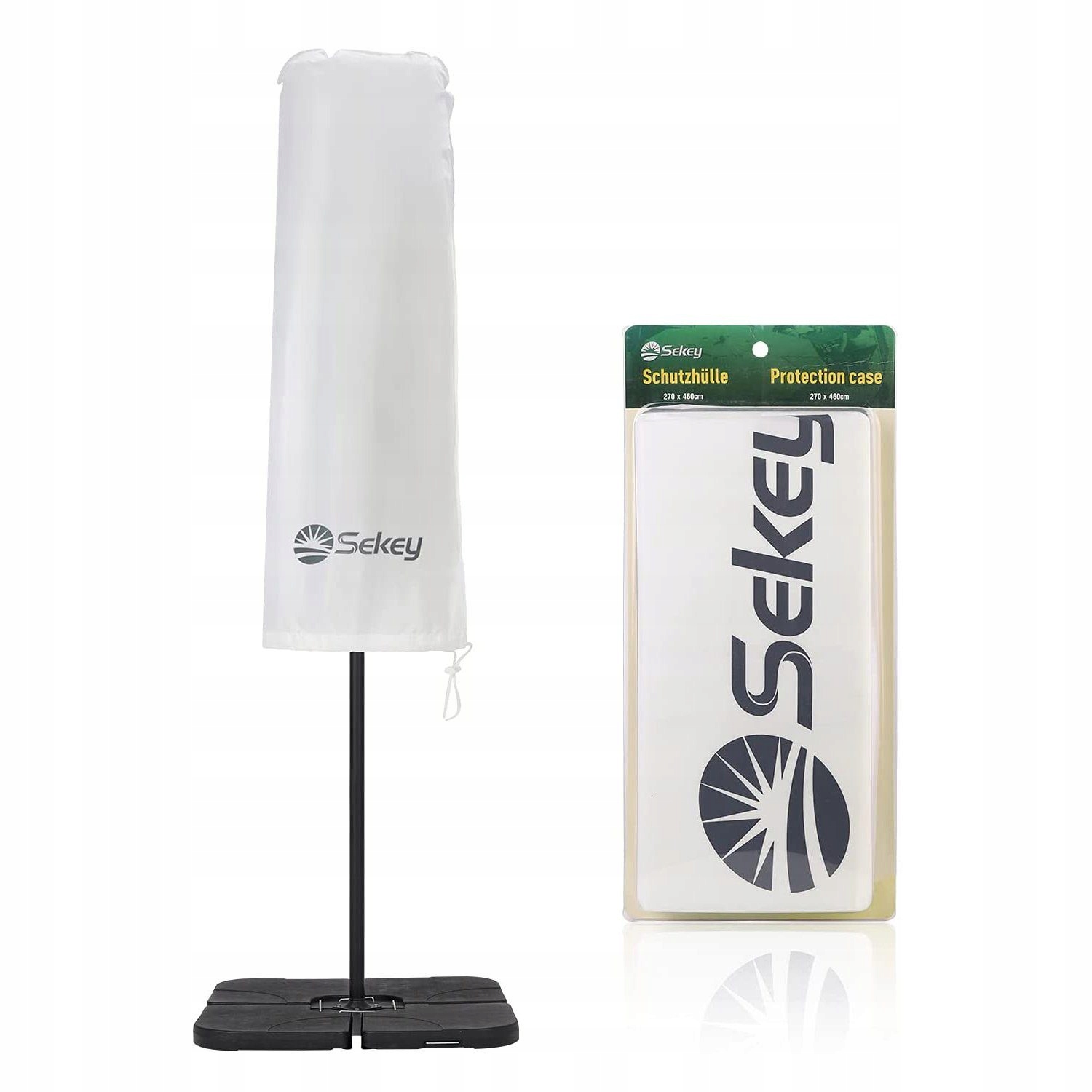 POKROWIEC OSŁONA NA PARASOL OGRODOWY SEKEY 270 x 460 BIAŁY 160 x 50