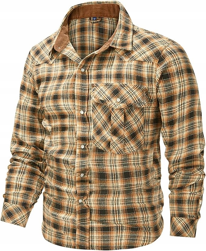 Koszula flanelowa w kratkę , myśliwska,wędkarska odcienie brązu XL