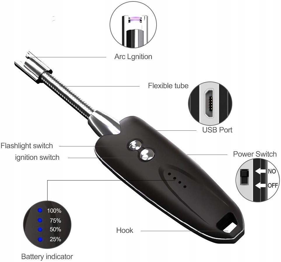 ZAPALNICZKA PLAZMOWA Z LATARKĄ Model MLT237