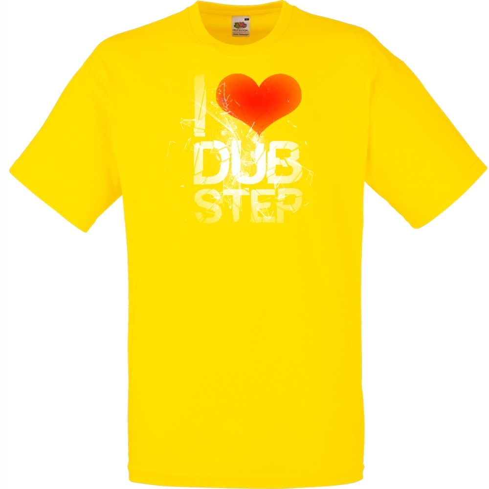 

Koszulka z nadrukiem i love dubstep muzyka S żółta