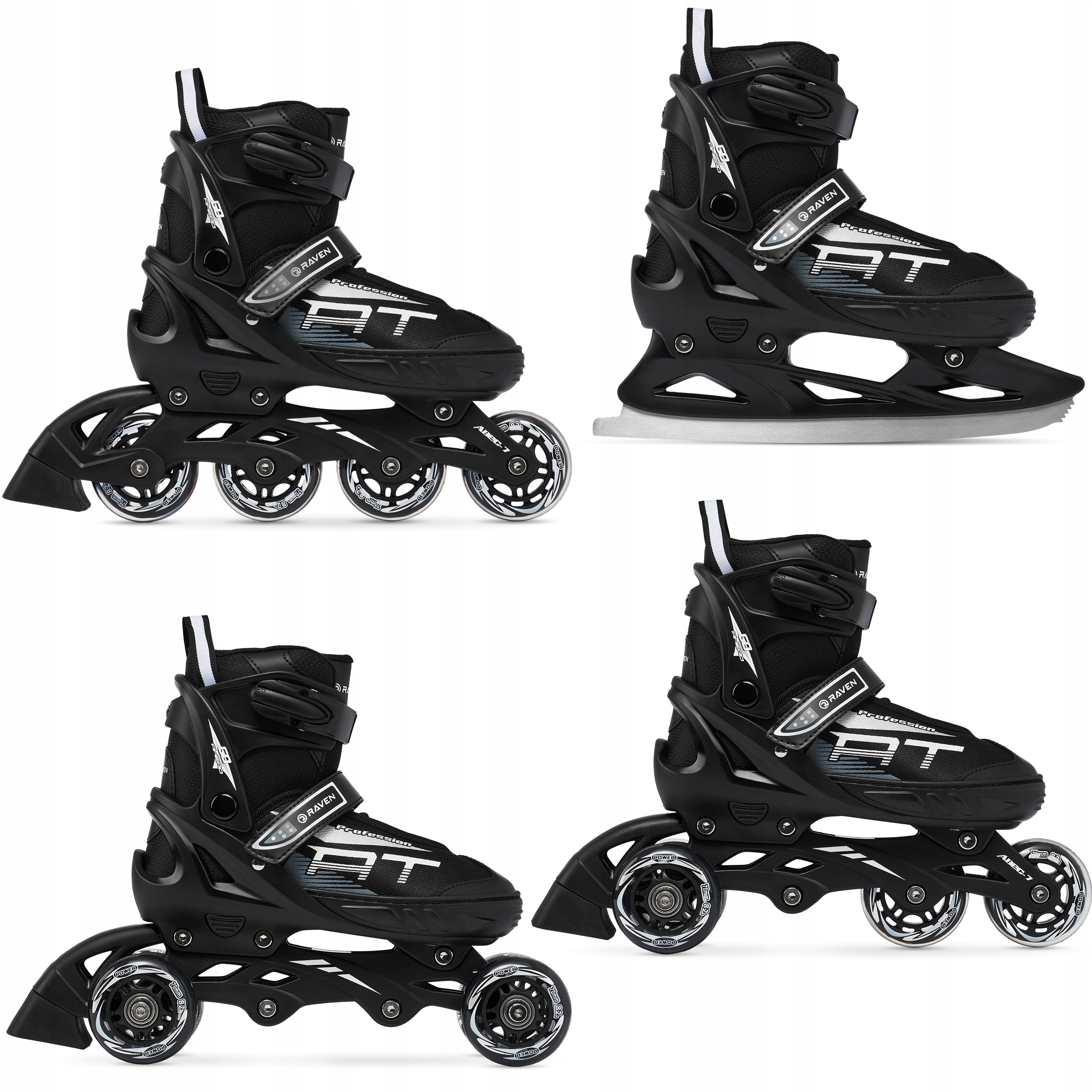 Rolki Łyżwy Wrotki 4w1 Regulowane Raven Profession Black 38-42
