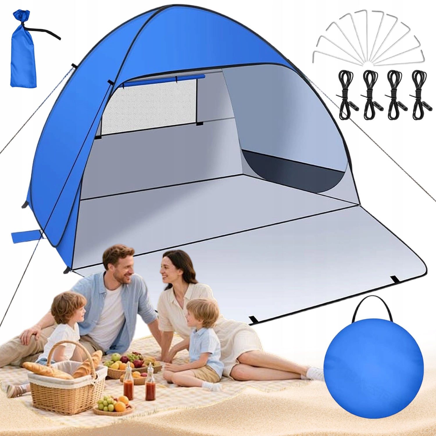 Stan S Síťovaným Oknem, 2 Sáčky S Pískem UPF50 Pro Kempování