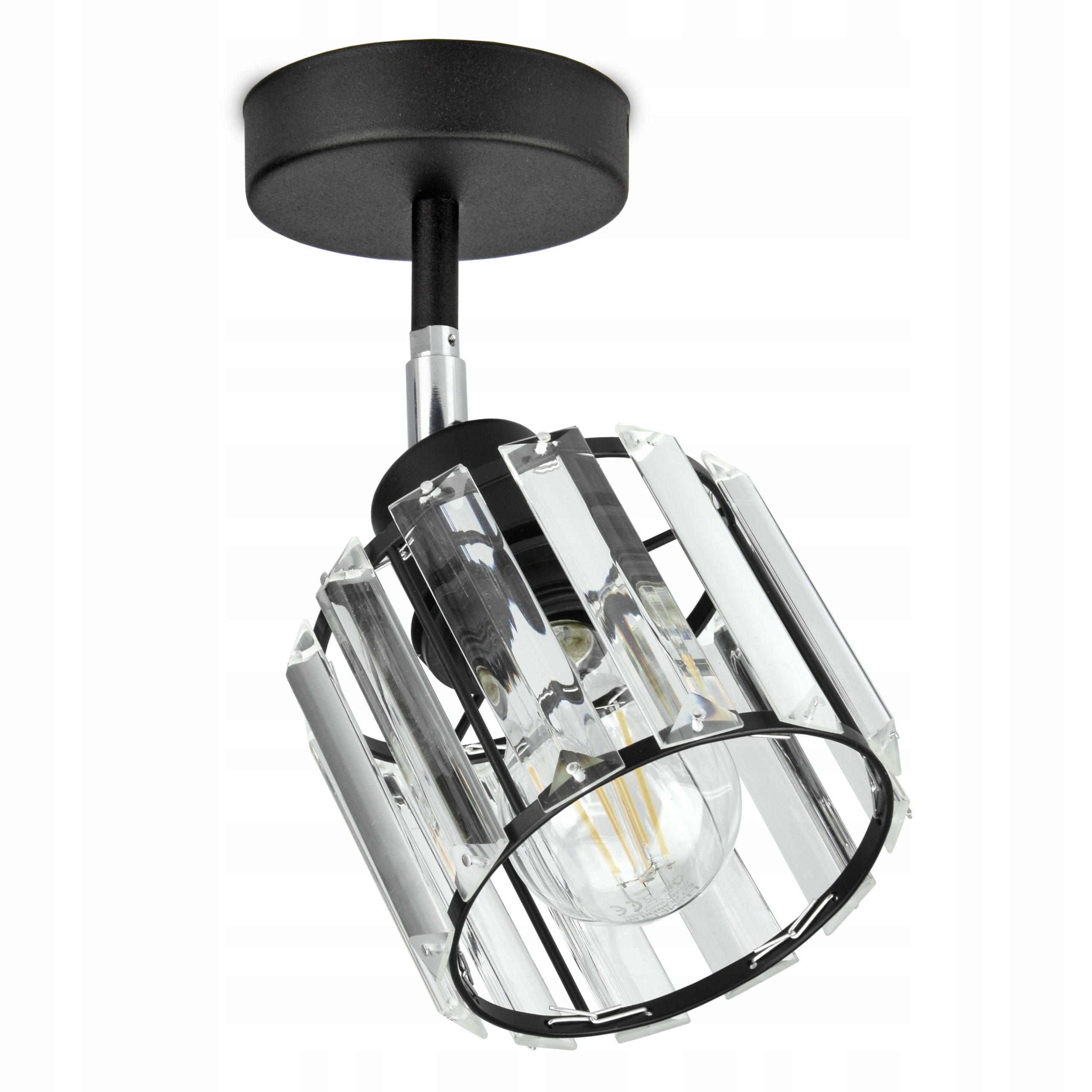 

Szklana Lampa Plafon Sufitowa Ruchomy Klosz Czarna