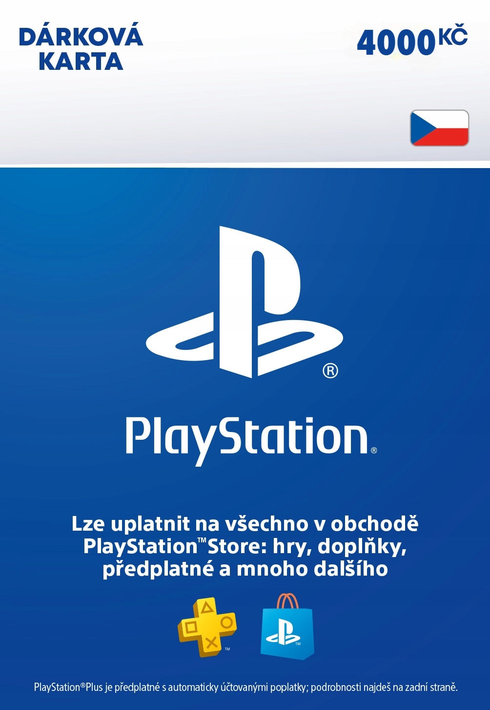 PLAYSTATION STORE DOŁADOWANIE CYFROWA 4000 CZK KC | AUTOMAT 24/7