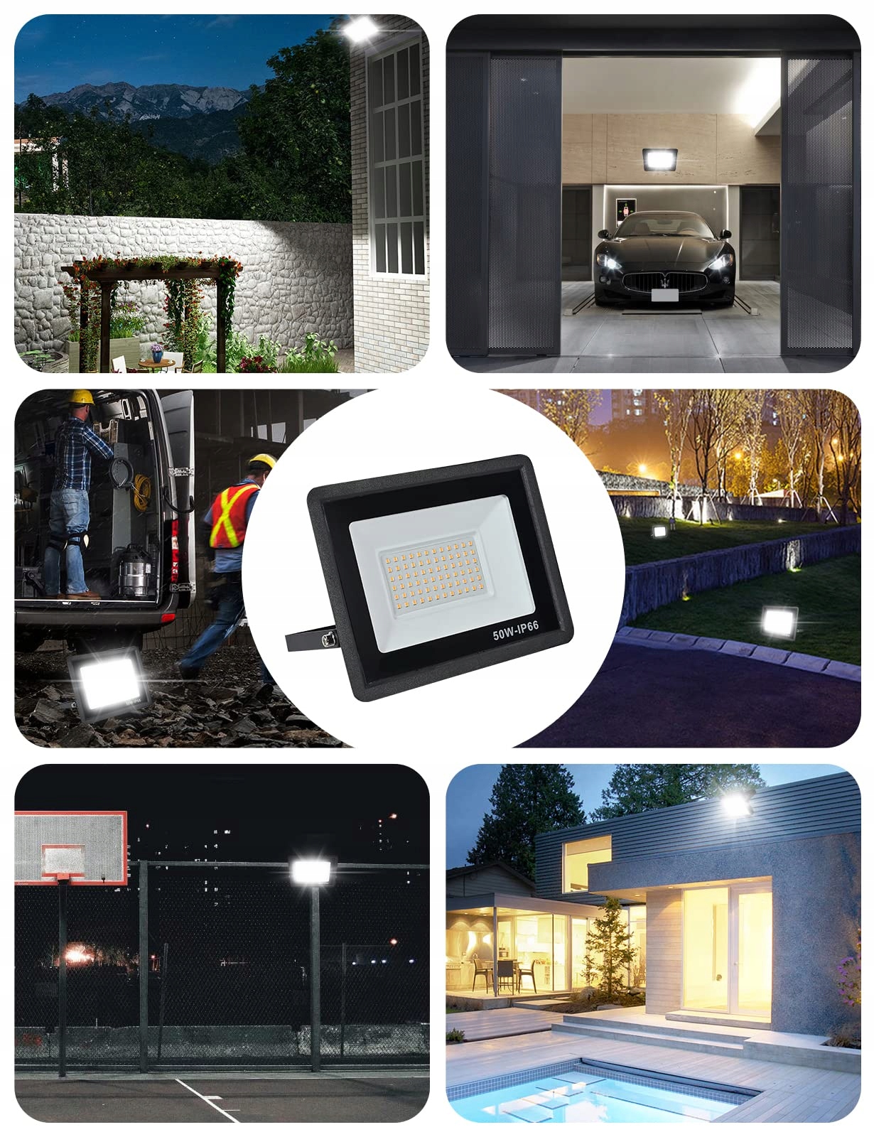 TREOIR LED Reflektor Zewnętrzny 50W 5000LM Ciepły Biały IP66 Wodoodporny — miniatura 7