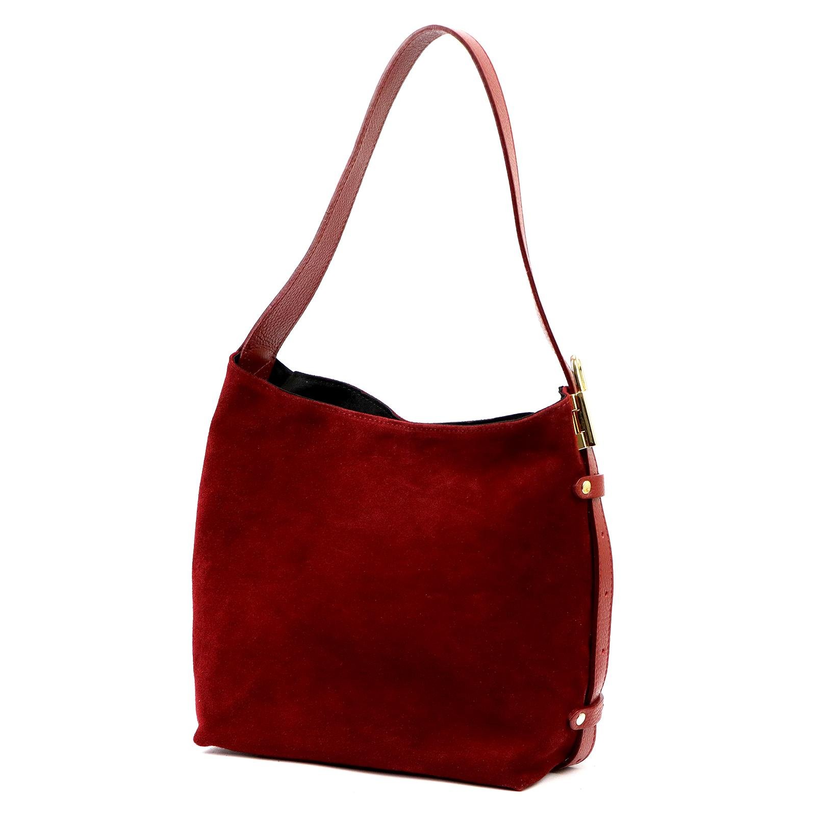 Dámská kabelka přes rameno ze semišové kůže bordó Luka