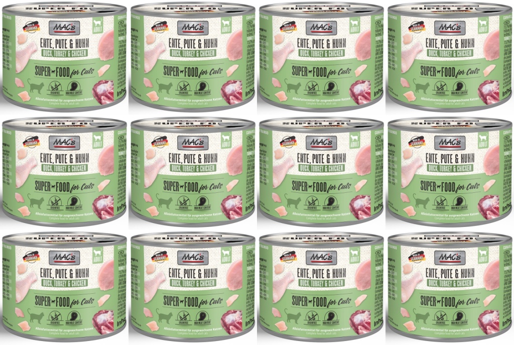 Levně MAC's Cat Kachna, Krůta, Kuře 12 x 200 g