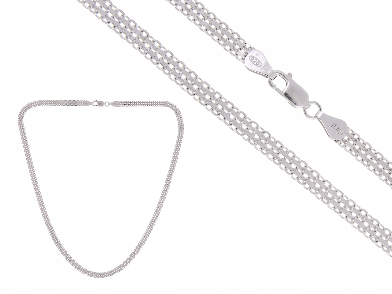 Stříbrný Řetízek Bismarck 45 CM 4,5 MM Italy Rhodiovaný